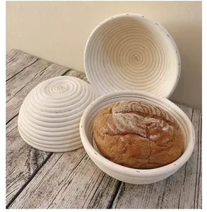 Ekmek topal ile 10 inç yuvarlak endonezya rattan Sourdough sepeti ekmek fermantasyon prova sepet seti