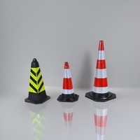 Cône de signalisation routière réfléchissant haute visibilité en caoutchouc, barrière de construction routière, barrière de signalisation de style cône à glace
