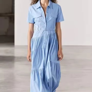 Vestidos de Verano para Mujer, Vestidos de Algodón con Logotipo Personalizado OEM, Vestidos Casuales con Cuello Polo Largo para Mujer - Product Image 1