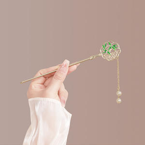 Horquilla <span class=keywords><strong>de</strong></span> Pelo Estilo Chino con Diseño <span class=keywords><strong>de</strong></span> Flor <span class=keywords><strong>de</strong></span> Magnolia, Accesorio para el Cabello Elegante y Sencillo para Mujer, Artesanía en Metal - Product Image 4