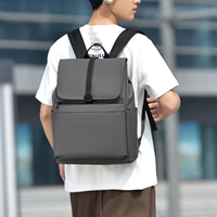 Sac à dos portable unisexe léger en polyester Oxford imperméable avec fermeture à fermoirs de couleur unie pour ordinateur portable, idéal pour les voyages d'affaires