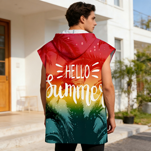 Serviette de plage poncho à capuche tricotée pour adulte, en microfibre, pratique pour le surf - Product Image 3