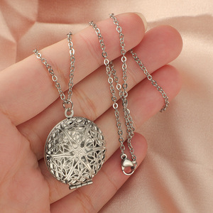 Acero inoxidable DIY moda oro rosa oro <span class=keywords><strong>corazón</strong></span> redondo ovalado foto caja colgante collar mujeres amor regalo - Product Image 3