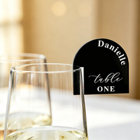 Clip porte-carte personnalisé en acrylique miroir pour verre à vin, avec nom gravé, pour décoration de table de mariage et fêtes, ou comme cadeau invité