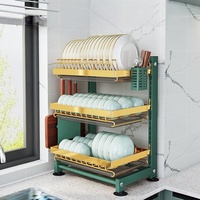 Étagère à couverts multifonctionnelle réglable de cuisine, organisateur de drainage de planche à découper de couteau de plat d'assiette, supports de stockage en métal