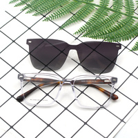 Lunettes de soleil carrées à clip pour femmes, monture en acétate de haute qualité et verres PC UV400, étanches, pour adultes