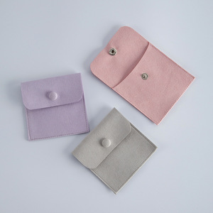 Pochette en velours 8x8cm en forme d'enveloppe avec bouton-pression, boîte de rangement pour bijoux, emballage général - Product Image 4