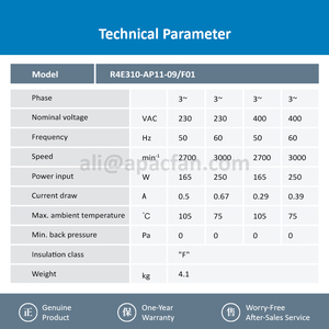 For R2D225-AG02-10 230VAC 165/250W 2700/3000RPM Ball Bearing 225mm OEM/ODM Free <b>Standing</b> Cabinet EC Centrifugal Cooling <b>Fan</b> - Product Image 3