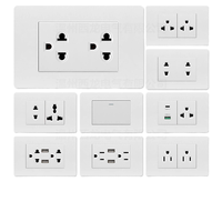 Interruptor de Pared Europeo, Enchufe de Pared para el Hogar, Enchufe de 2 Vías + 3 Polos, Interruptor de Pared Multicolor de Doble Potencia para el Hogar y la Oficina