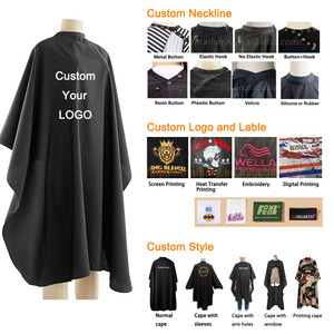 Mantella da Barbiere Professionale Regolabile Nera Impermeabile in Poliestere per Salone di Parrucchieri con Logo Personalizzato - Product Image 2