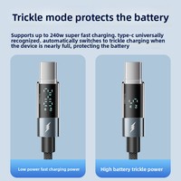 Cable USB C con Apagado Automático Inteligente de 240W, Pantalla Digital Transparente, Cable de Carga Rápida USB-C - PD 27W para iPhone 15 14 Apple