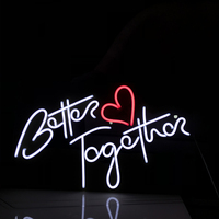 Letrero de neón cálido y romántico con forma de corazón, letrero de neón personalizado para fiesta de cumpleaños familiar