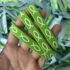 Holywish kustom gelang karet silikon hijau gelang tangan dengan logo - Product Image 1