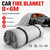 Couverture anti-feu industrielle en silicone et fibre de verre 6x8m pour batteries de véhicules électriques, épaisseur 0,45mm, résistance 550-1100°C