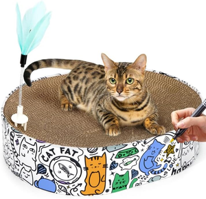 Cat Scratcher Cardboard, 2in1 Oval Cat Scratcher Bed for Indoor Cats Cat, <b>Scratch</b> <b>Pad</b> Bowl with Scratching Toy - Product Image 4