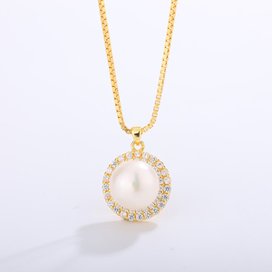 Collar de Perlas de Agua Dulce de Plata S925, Colgante Circular con Halo de Circonitas, Joyería Elegante, Regalo para Mujer - Product Image 3