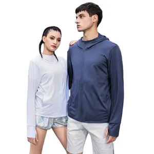 Pakaian Olahraga Kulit Luar Ruangan Pria Wanita, Pakaian Pelindung Matahari Longgar Ultra-tipis Bernapas Es Sutra Mantel Tabir Surya