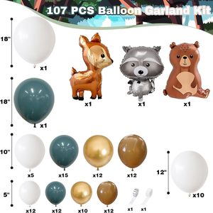 Guirlande d'<span class=keywords><strong>arche</strong></span> <span class=keywords><strong>de</strong></span> ballons sur le thème des animaux <span class=keywords><strong>de</strong></span> la forêt personnalisée, comprenant des ballons en feuille d'aluminium sur le thème des animaux et un kit <span class=keywords><strong>de</strong></span> ballons en latex bleu, blanc et marron - Product Image 3