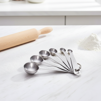 Ensemble de 6 cuillères doseuses Harmony en acier inoxydable 430 à tête ronde avec échelle – Pour lait en poudre, café et assaisonnements de cuisine