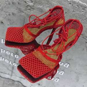 2022 nuovi arrivi campione gratuito donna sera elegante fasciatura scava fuori modello tacchi alti scarpe da <span class=keywords><strong>cocktail</strong></span> sottili sandali <span class=keywords><strong>granatina</strong></span> - Product Image 3