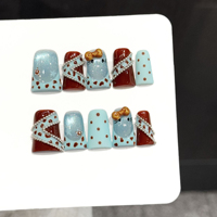 Faux ongles à presser motif canard, faits main, tendance printemps, réutilisables, fleurs 3D, vente en gros