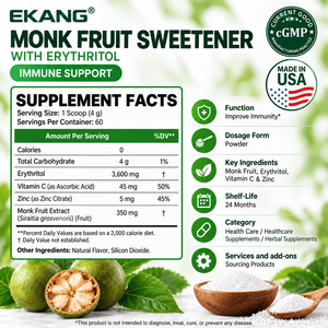 Edulcorante de Fruta del Monje Sin Azúcar, Hecho en EE. UU., 240 g, Gránulos Naturales de Eritritol, Suplemento Dietético en Polvo - Product Image 2