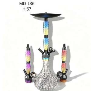 Gradient Woven Hookah Set Double Hose Shisha Pipe <b>Crystal</b> Glass Base Modern Smoking Accessory - Product Image 1