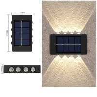 Lampe murale solaire à 8 LED double direction, éclairage chaud blanc vers le haut et vers le bas, lampe solaire extérieure pour clôture de jardin, patio, balcon