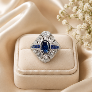 Anello Blu da Donna Stile Vintage Design Palazzo Accessorio per Dito da Indossare Ogni Giorno - Product Image 3
