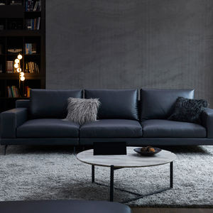 नवीनतम नोर्डिको डिजाइन वास्तविक चमड़े 3 सीट सोफे सेट ब्लैक ब्लू लक्जरी सोफा फर्नीचर रिक्लियर लिविंग रूम चमड़े के सोफे सेट - Product Image 1