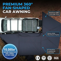 Auvent de camping extérieur imperméable à 180 degrés, autoportant, pour côté de voiture, avec bande lumineuse LED