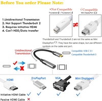Cable Adaptador Convertidor USB Tipo C a Mini DisplayPort 4K 60Hz para MacBook Pro/Air, Laptop HP, Samsung Galaxy Series y Más