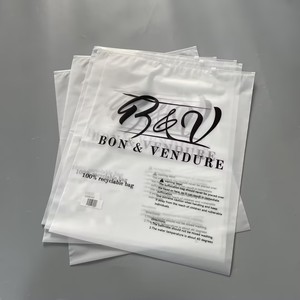 Custom Frosted PE Zipper Bag With Warning Text Printing, Matte Recyclable Plastic Zip Pouch With Custom Logo for Clothing - Product Image 2