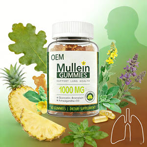 סוכריות מולין 1000 מיליגרם תמיכה בבריאות ריאות יצרן OEM בריאות נשימתית נוחות גרון תוסף צמחי לעיסה - Product Image 1