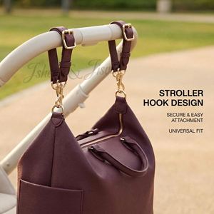 Sac à langer de luxe en cuir PU JSHENG&JISVEL |   Sac de voyage à grande capacité montable sur poussette, fermeture à glissière, plusieurs couleurs - Product Image 3