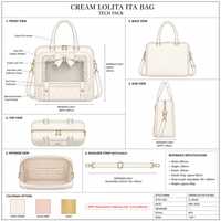 Sac à main Ita personnalisé blanc en dentelle Lolita avec fenêtre transparente en PVC, sac à bandoulière ivoire, fabrication d'échantillons sur mesure selon votre dessin