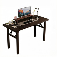 Bureau d'ordinateur pliable avec double traverses renforcées, modèle simple et compact pour la maison/le bureau, idéal pour l'étude et l'écriture