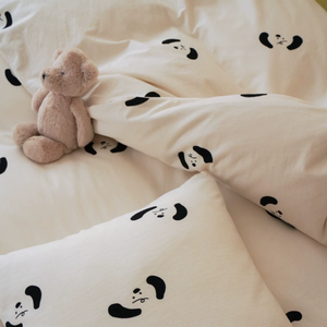 Bộ ga trải giường đôi in hình chú chó dễ thương 4 món, chất liệu cotton đã qua xử lý, họa tiết hoạt hình - Product Image 3