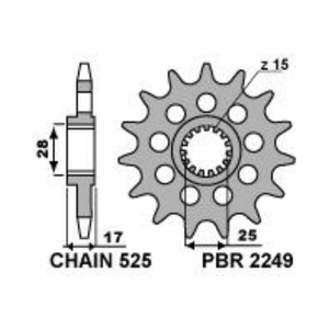 Cadena de Motocicleta de Alta Calidad, Piñón Delantero PBR Tamaño 525 Z16 Dientes para Panigale V4 V4S 2018 2023 - Product Image 1