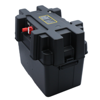 Caja de Batería Portátil de Plástico con Encendedor de Cigarrillos, Voltímetro USB, Conector Anderson e Interruptor Marino