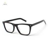 Monture de lunettes unisexe prête à l'emploi en acétate noir mat, style pilote, anti-lumière bleue, solide, légère, carrée, pour la lecture