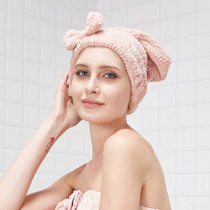 Chapeau de séchage rapide en microfibre rayé pour cheveux - Product Image 1