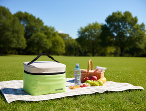 Color Block 600D Cube Shaped Handheld Cooler Bag Insulated Food Storage Outdoor Use - Product Image 2