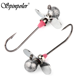 เหยื่อตกปลา Spinpoler Propeller Fishing Hook Blade Jig Head น้ำหนัก 5 กรัม 7 กรัม 10 กรัม 14 กรัม แบบเบ็ดเดี่ยว เหยื่อยางนิ่ม Swimbait Jigs สำหรับตกปลาทะเลและน้ำจืด ปลาแบส - Product Image 1
