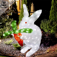 Lámpara Decorativa de Jardín con Diseño de Conejo 3D, Marco Metálico Grande, Luces LED, para Exteriores, Precio de Fábrica