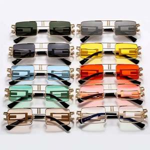 Lunettes de soleil rétro tendance avec logo personnalisé, pour hommes et femmes, monture métallique petite, style punk, carrées, 2021 - Product Image 4