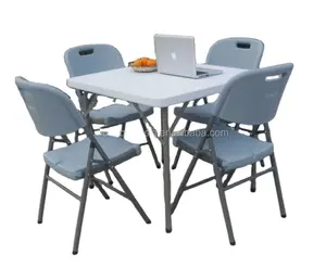 Mesa quadrada dobrável de plástico com 34 polegadas, mesa para lazer ao ar livre, jantar e jogo doméstico
