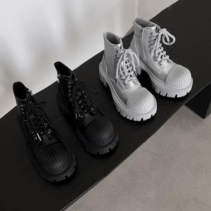 2025 New Style European Retro Fashion <b>Boots</b>-Simple Versatile <b>Slip</b>-<b>On</b> Platform Square Heel Ankle Genuine Leather Upper Rubber - Product Image 3