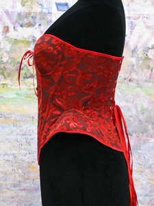 Top Corsé de Lujo sin Tirantes con Escote Corazón, Jacquard, con Cordones Delanteros y Varillas para Moldear la Cintura, para Disfraz de Fiesta Renacentista - Product Image 5