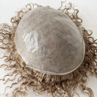 Prothèse capillaire complète en PU à peau fine, système de remplacement de cheveux humains en V, patch toupet pour hommes, bouclés 18 mm